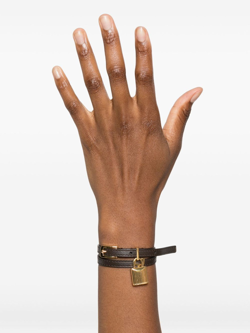 TOM FORD padlock-pendant leather bracelet outlook