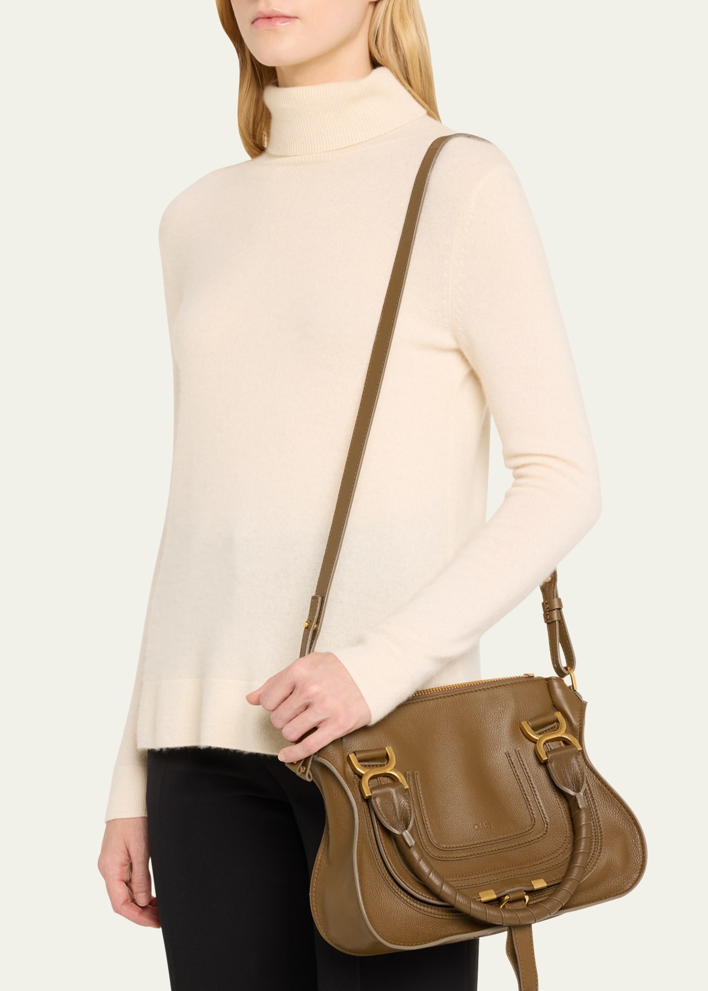 Marcie Small Satchel Bag in Grained Calfskin - 2
