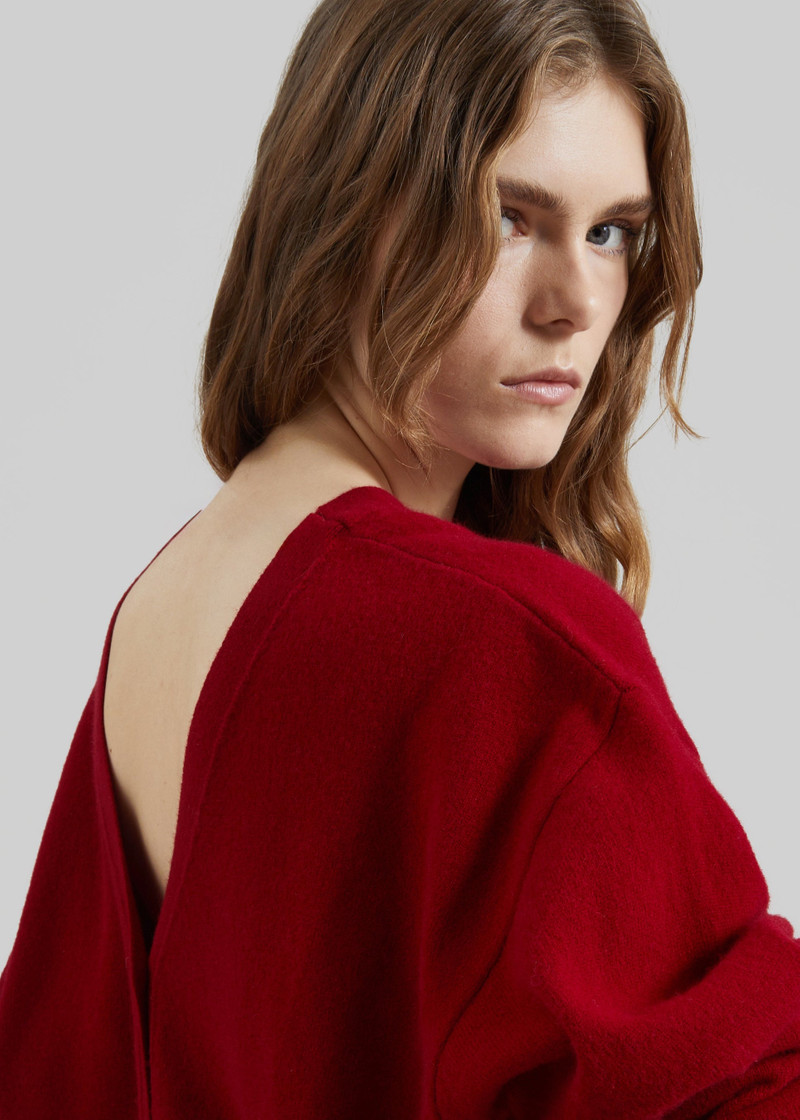 Lachen Double-Sided Wool Cardigan - Red 5