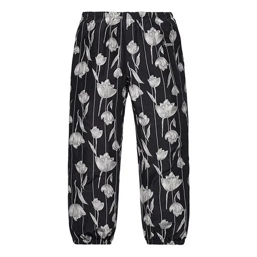 Supreme SS19 Floral Silk Track Pant Flowers Bundle Feet Casual Pants Unisex Black SUP-SS19-10347 - 1