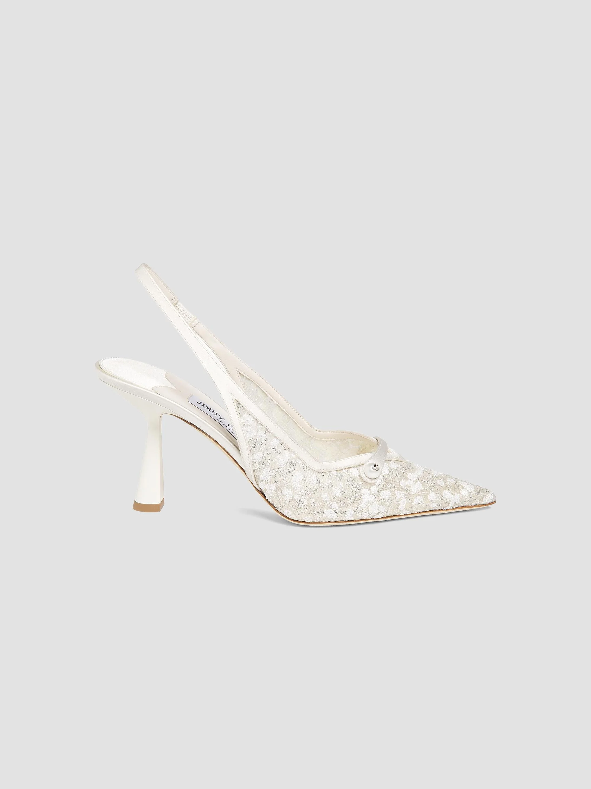 Women's Amita 85MM Cloudy Glitter Slingback Pumps - Ivory Silver White - 1