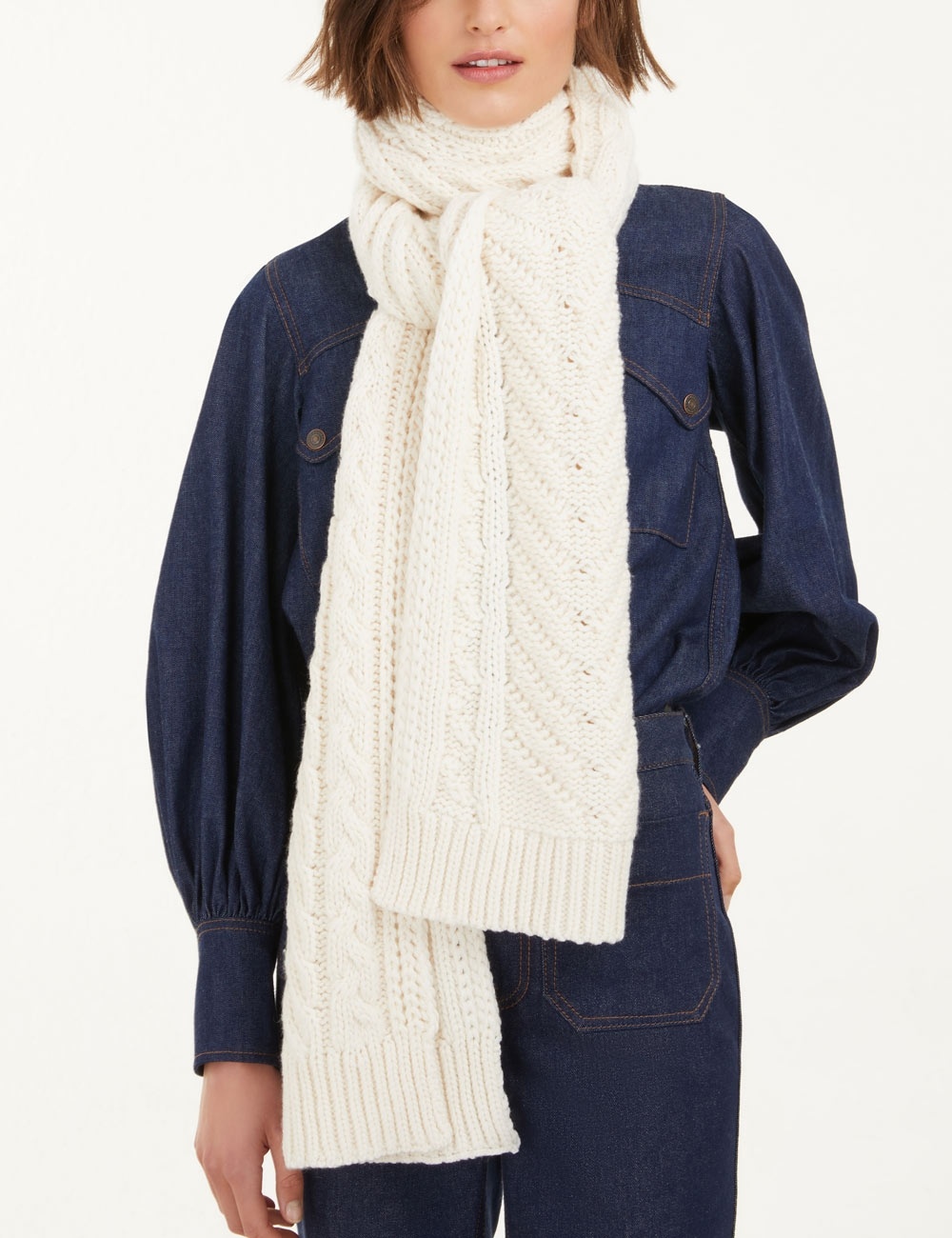 CABLE KNIT SCARF - 2