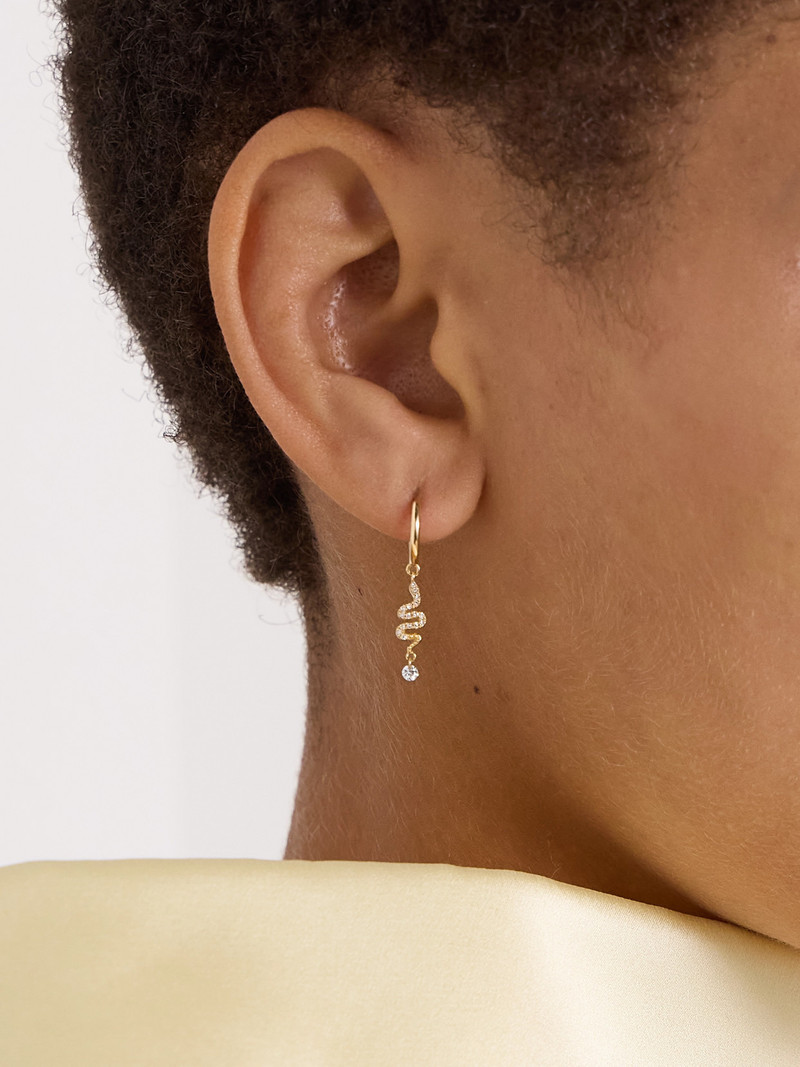 PERSÉE Snake 18-karat Gold Diamond Single Hoop Earring outlook