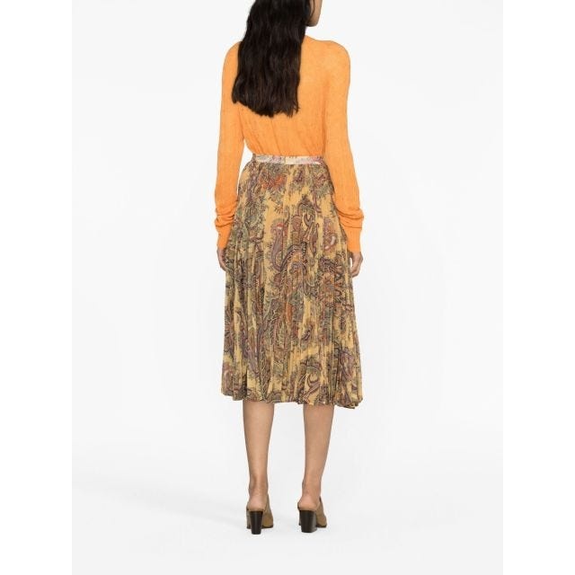 Paisley-print pleated silk midi skirt - 3