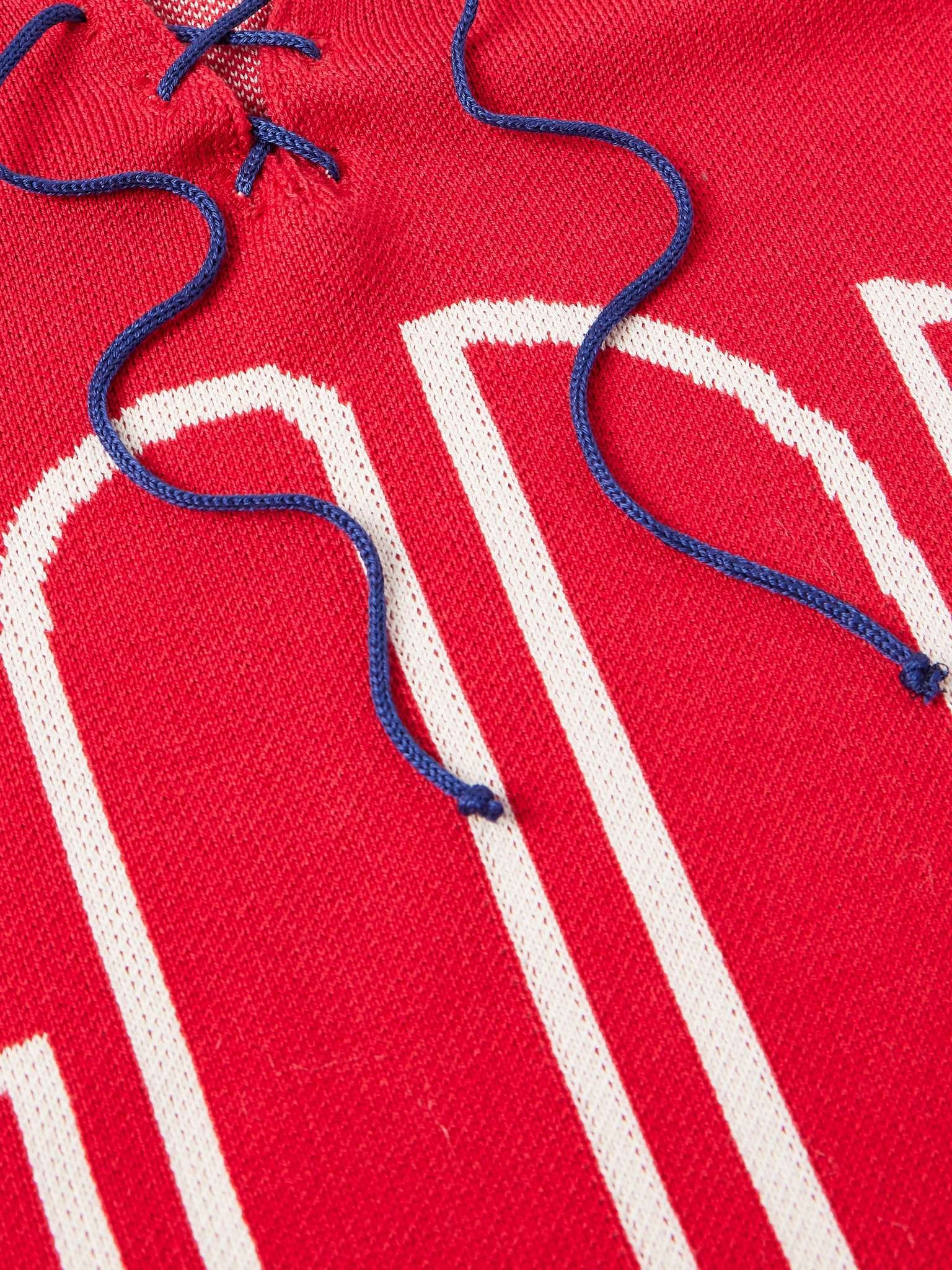 Rink Lace-Up Logo-Jacquard Striped Mako Cotton Sweater - 4
