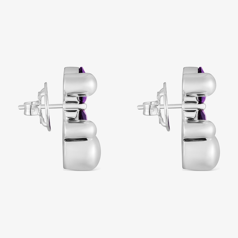 TOUS 23 mm silver bear motif Earrings with lab-grown lilac sapphire Color Bear LGG outlook