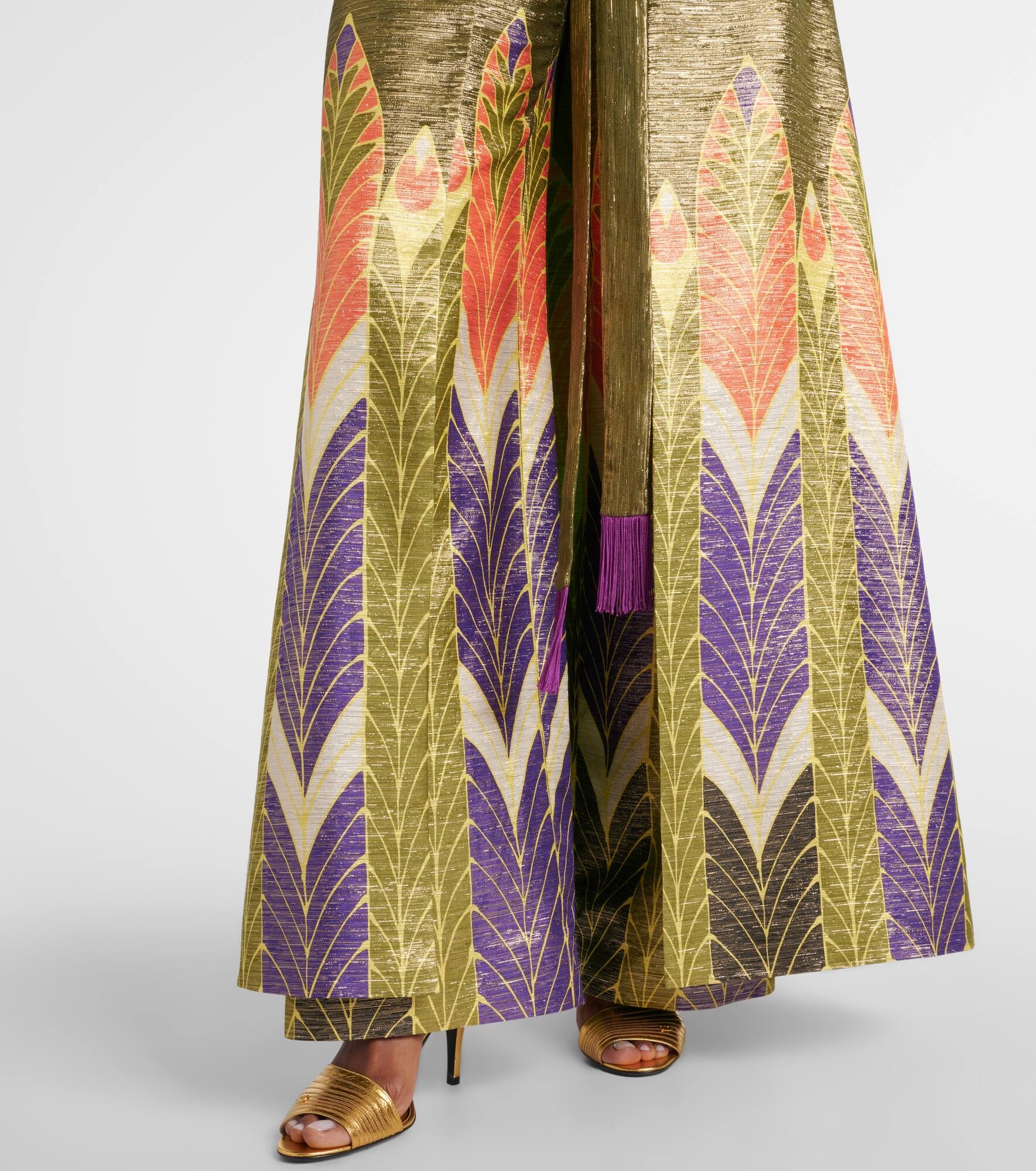 Printed silk-blend wide-leg pants - 5