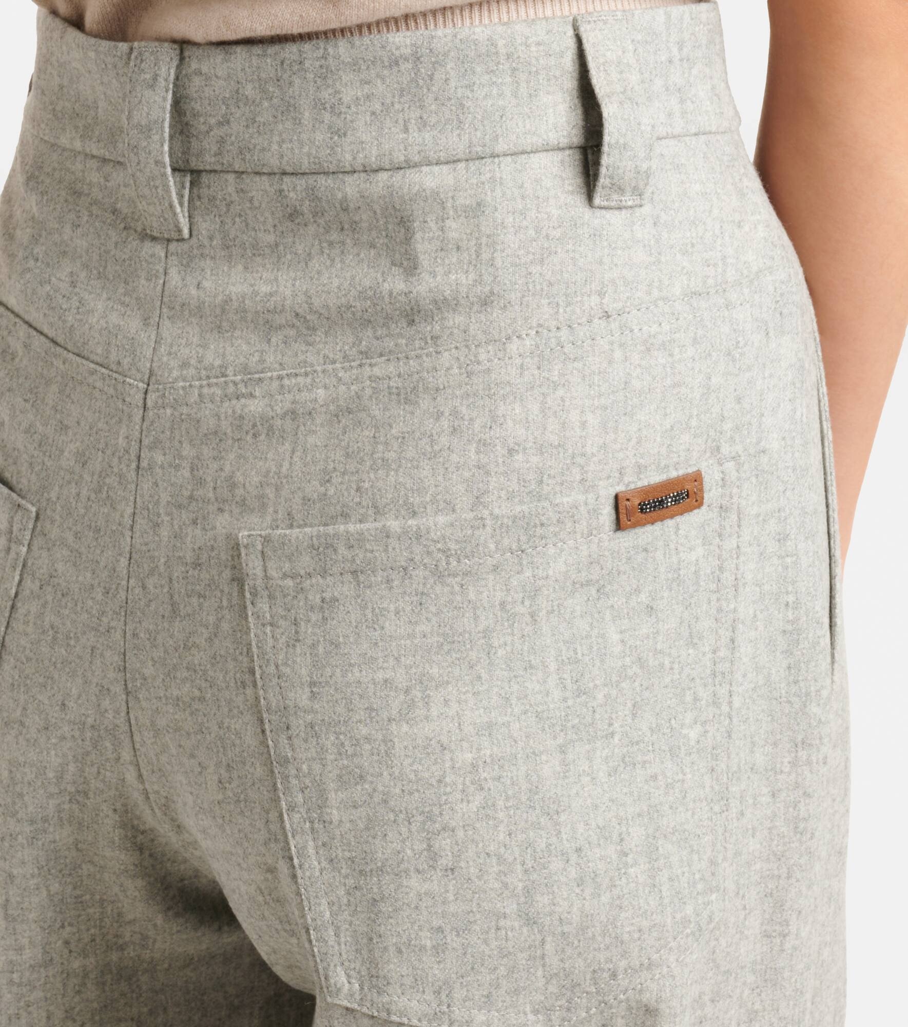 Wool and cashmere flannel wide-leg pants - 6