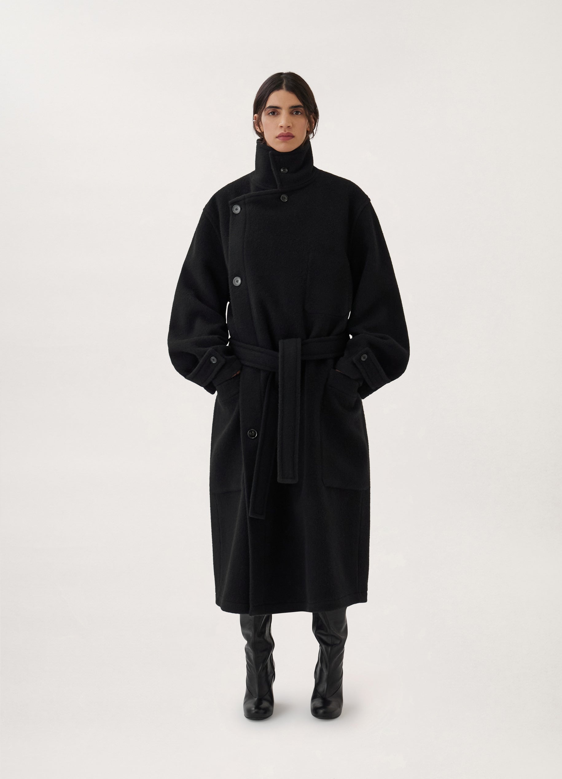 LEMAIRE wrap coat Black XXS - トレンチコート