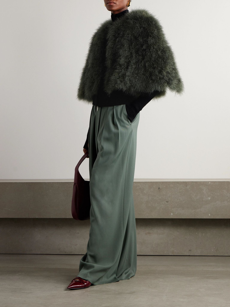 Yves Salomon Cropped feather jacket Army green outlook