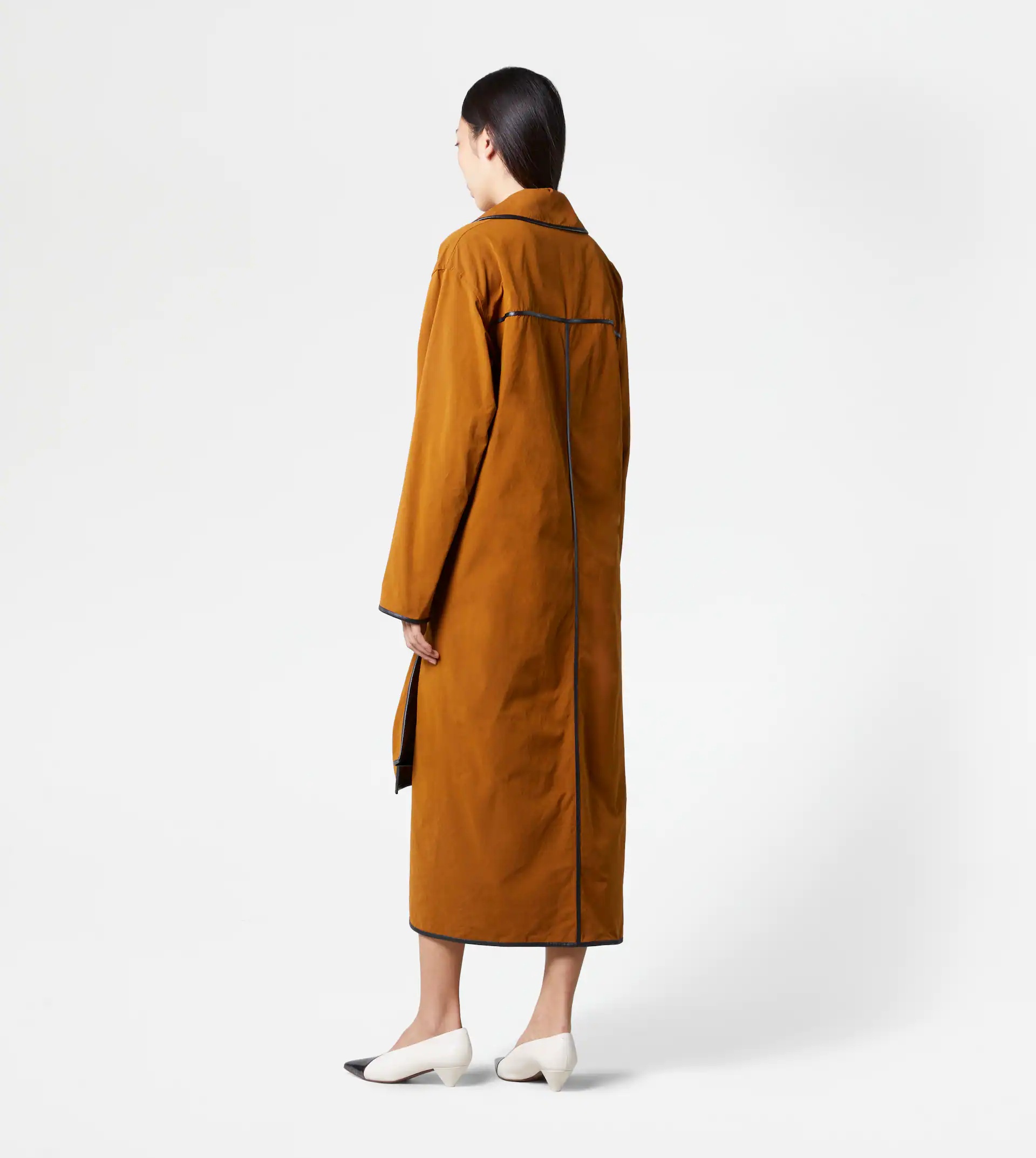TRENCH COAT WITH KNOTTED BOTTOM - BROWN - 3