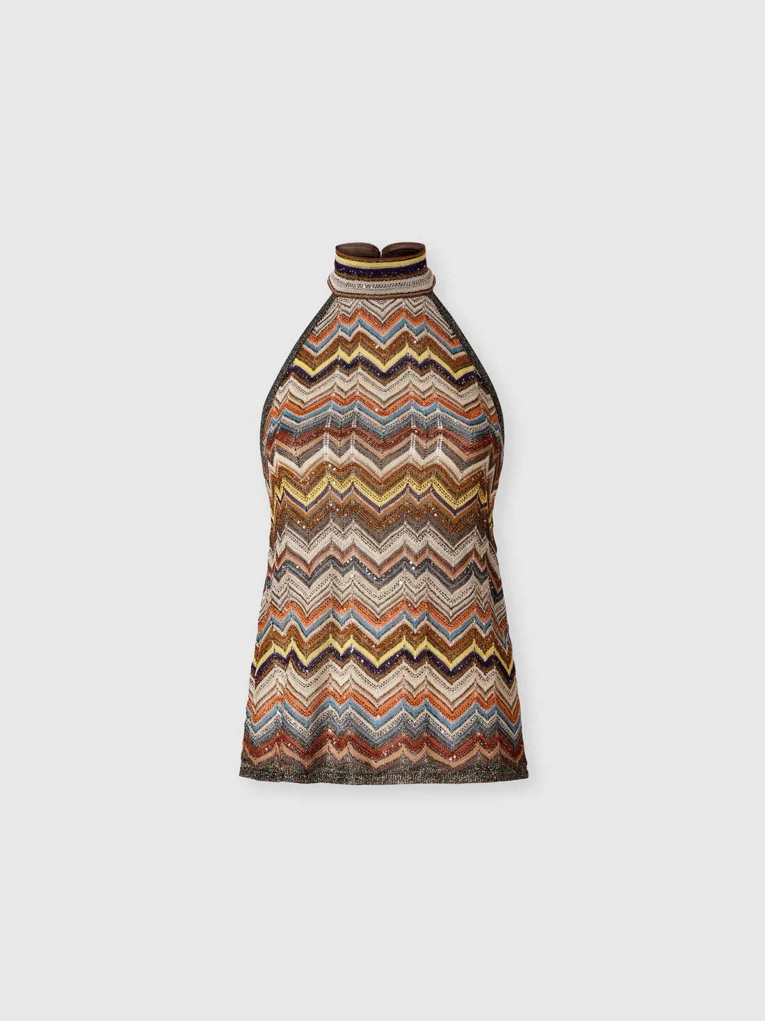 Halterneck top with striped chevron motif - 1
