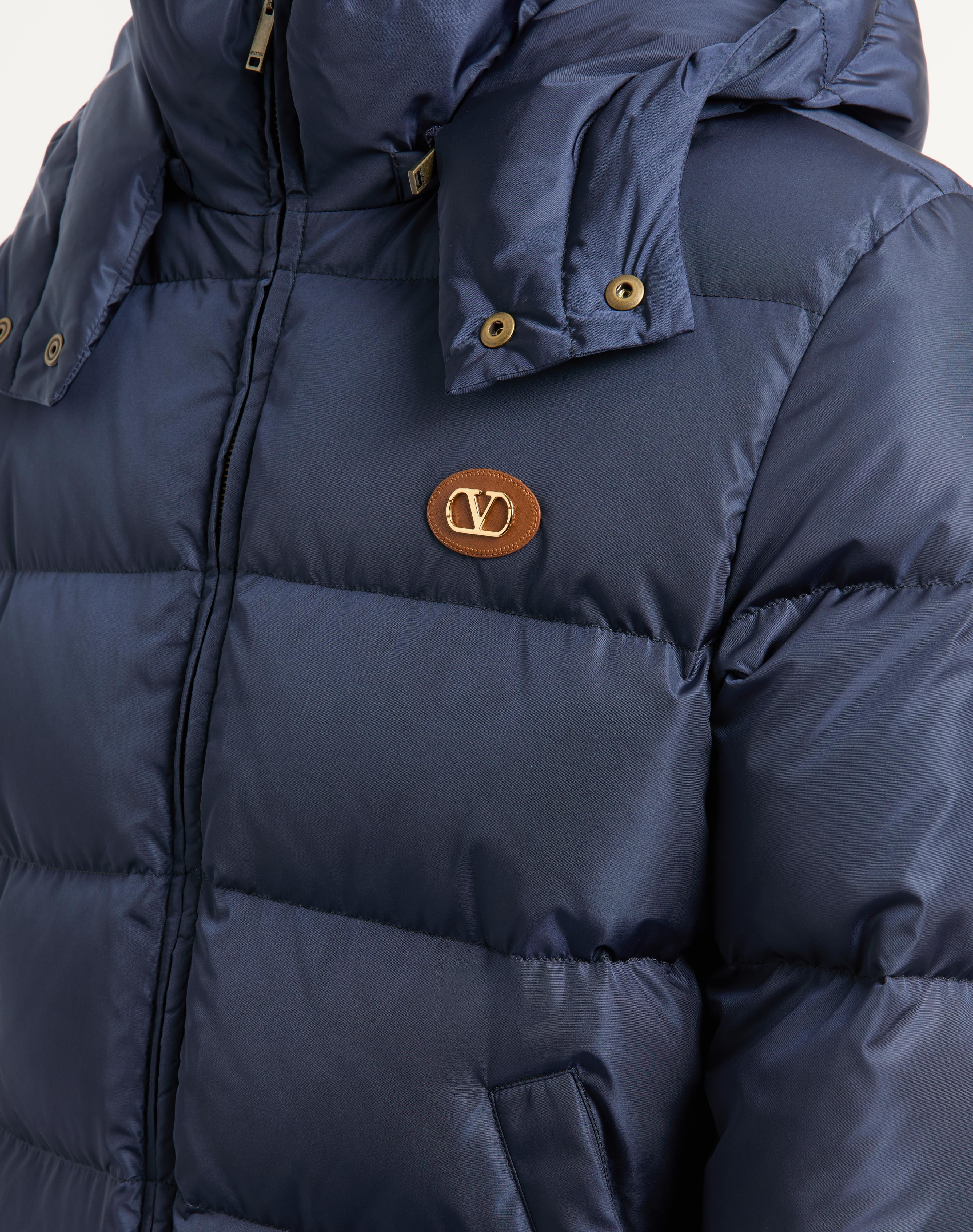 NYLON HOODED DOWN JACKET WITH VLOGO PATCH - 3