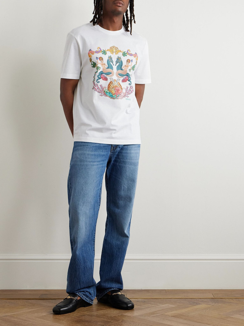 VERSACE Logo-Print Cotton-Jersey T-Shirt White outlook