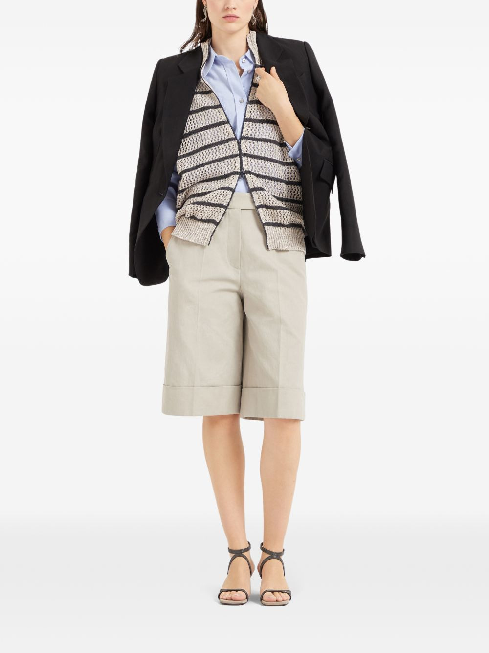 Monili-detail twill blazer - 2
