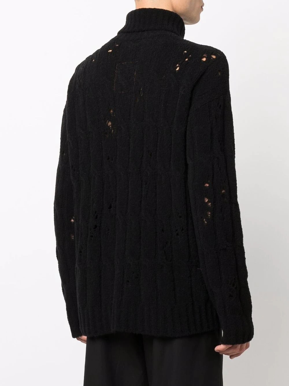 distressed cable knit jumper - 4