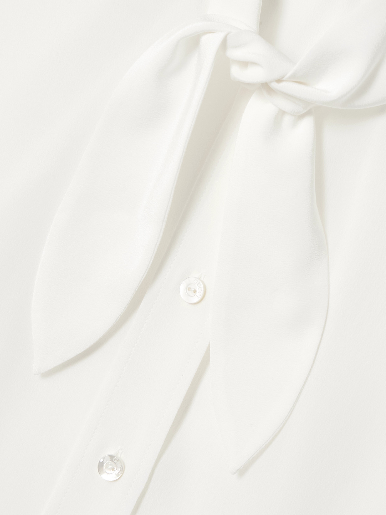 Embroidered Pussy-bow Silk Shirt - 5