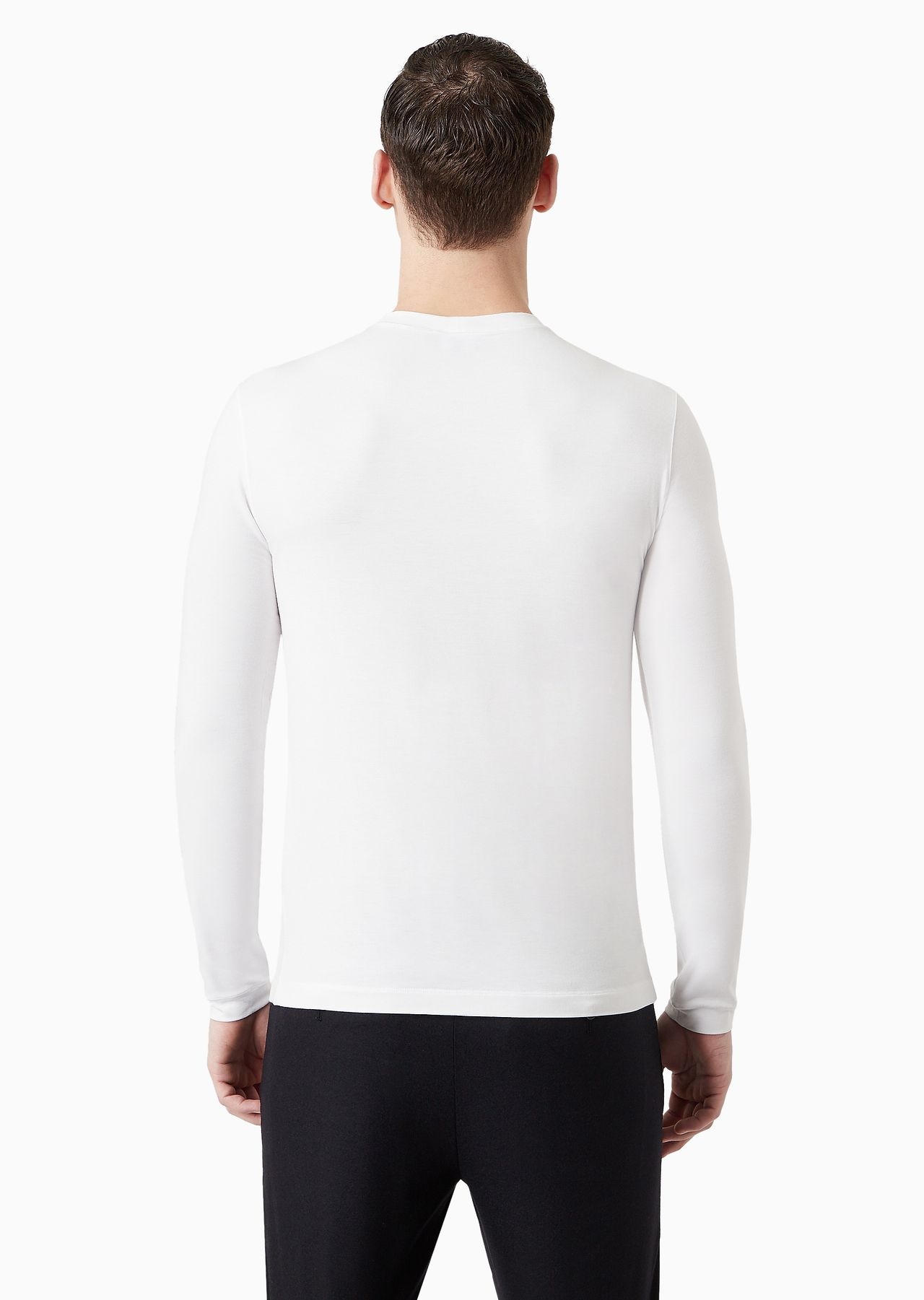 Stretch viscose jersey jumper with crew neck and long sleeves - 3