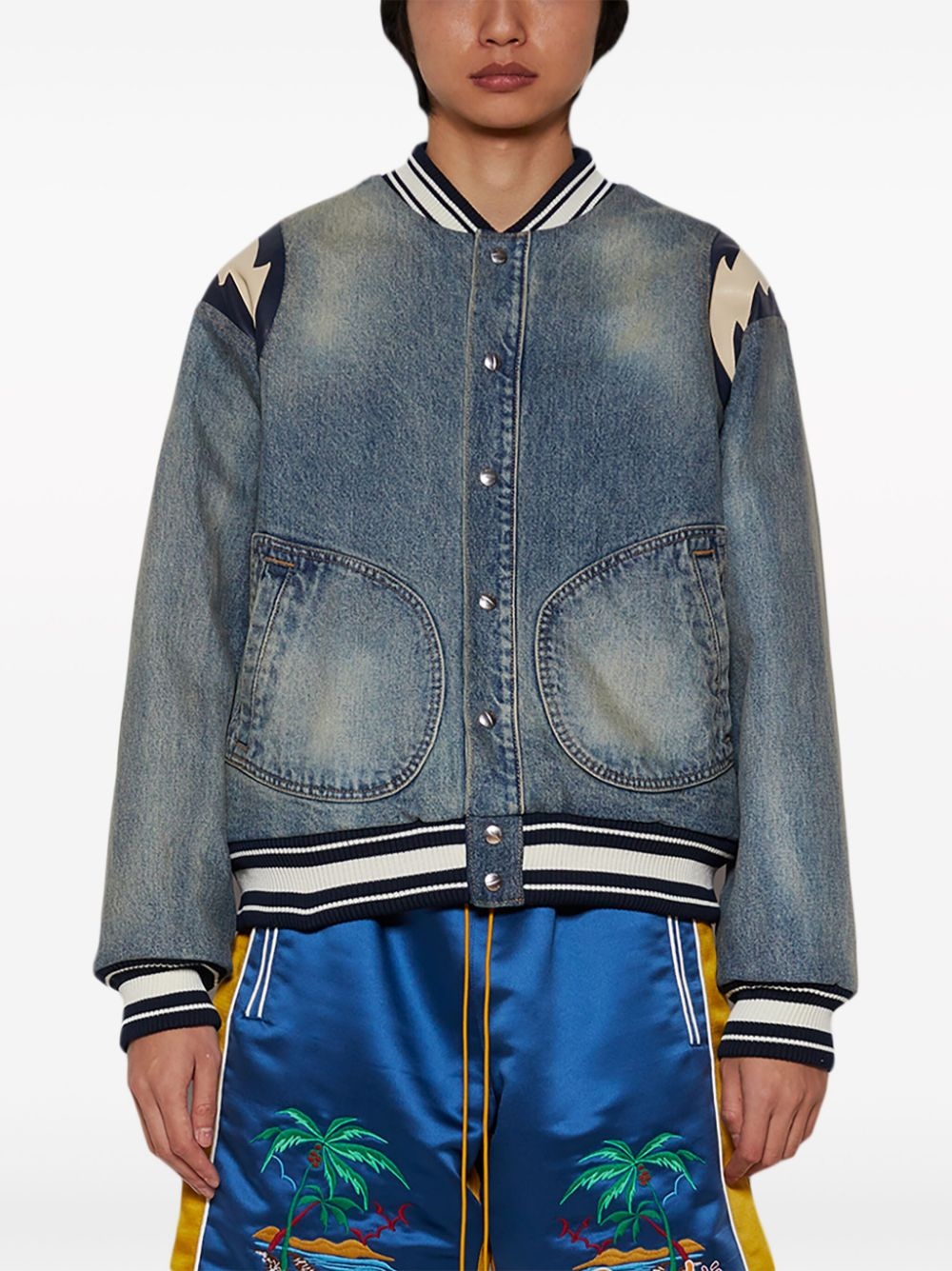 Lightening denim bomber jacket - 3