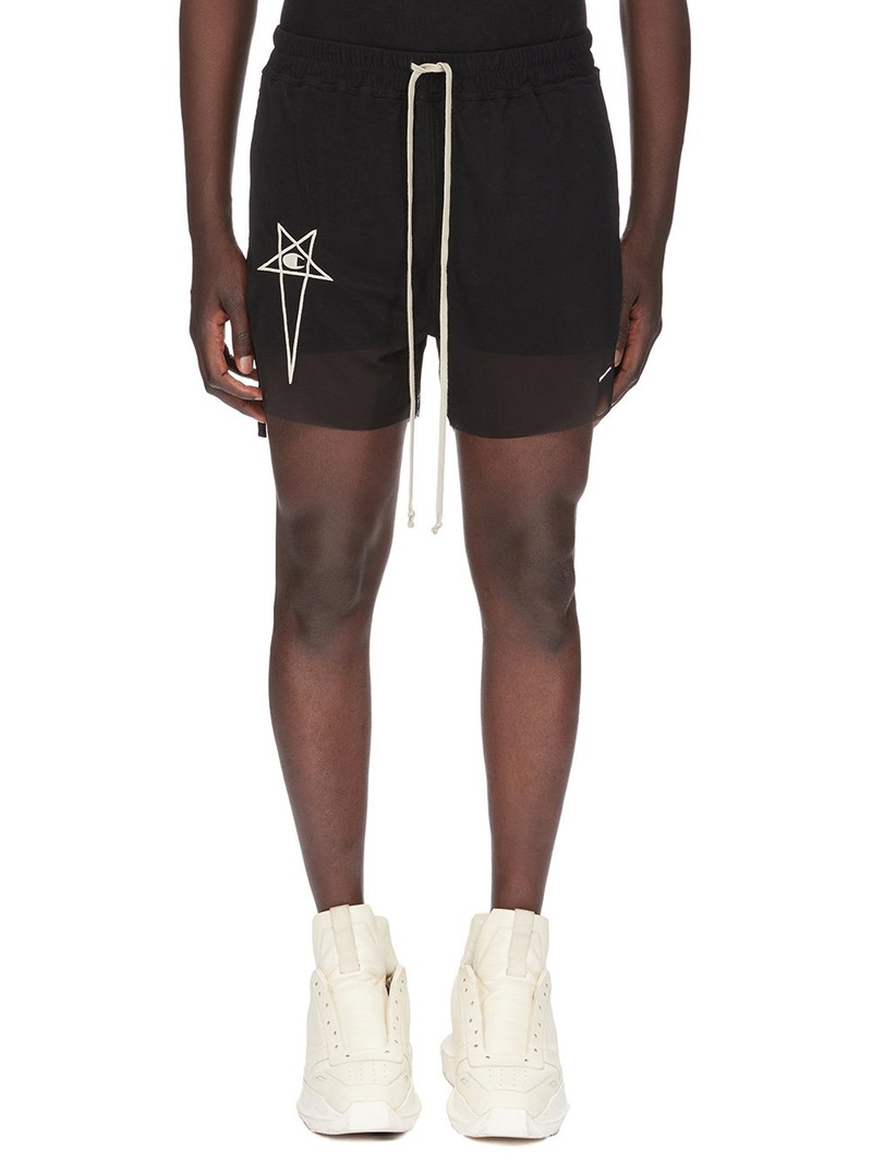 + Champion Dolphin Straight-Leg Logo-Embroidered Mesh Shorts 1