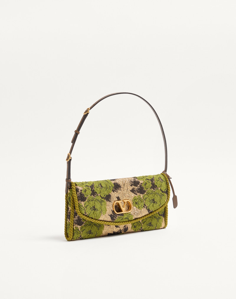 VALENTINO GARAVANI DEVAIN SMALL SHOULDER BAG IN JACQUARD LUREX FABRIC 3