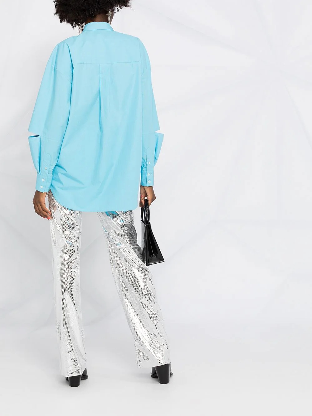 metallic flared trousers - 4