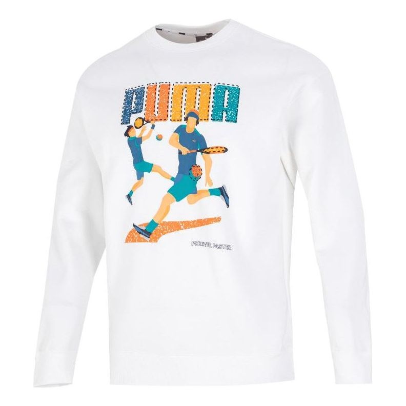 PUMA Tennis Club Graphic Long Sleeve Tee 'White' 538658-02 - 1