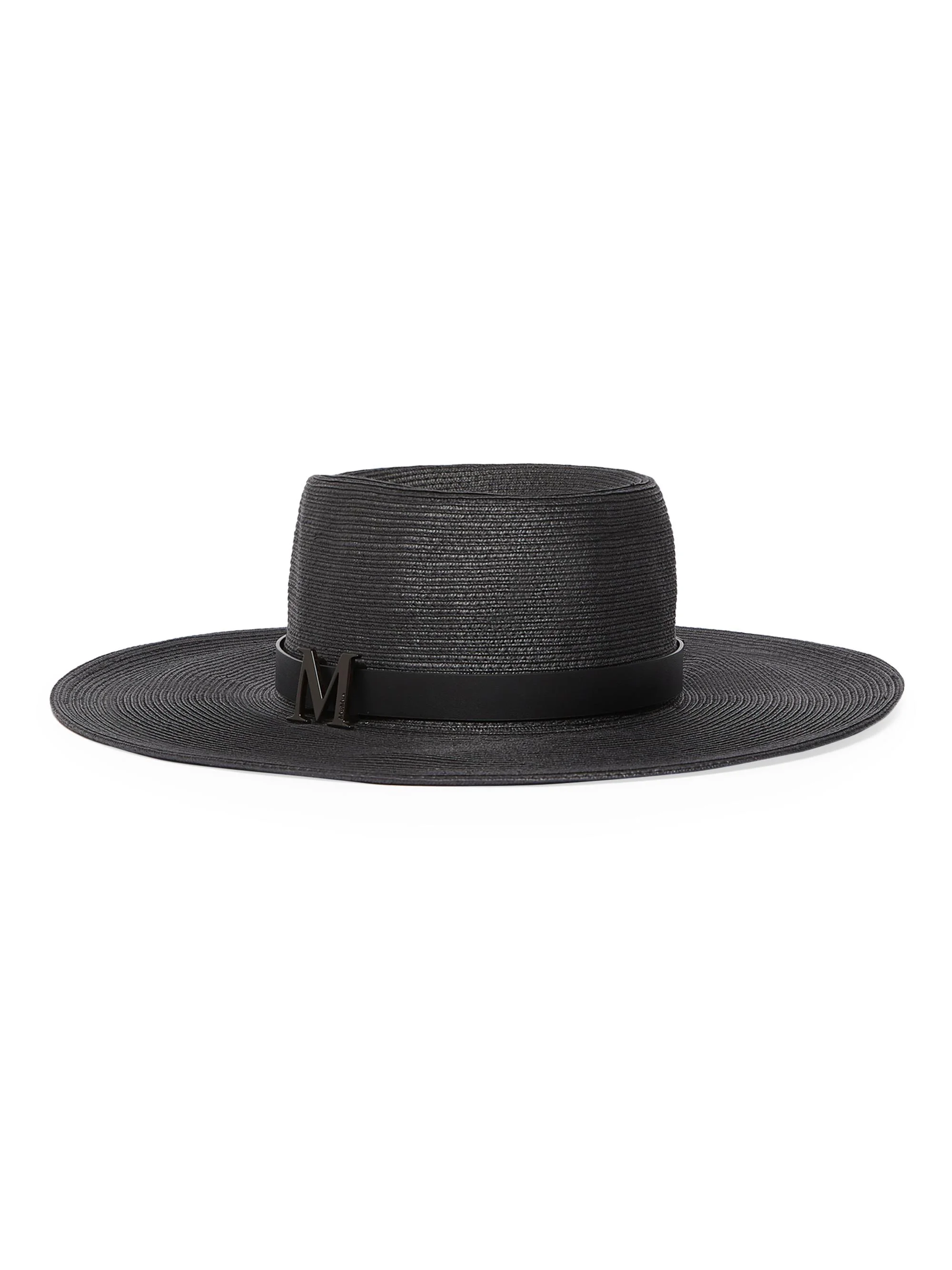 Women's Musette Raffia Hat - Black - 1