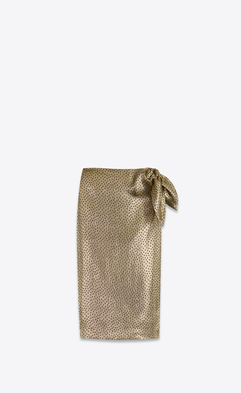 tied pencil skirt in dotted lamé 1