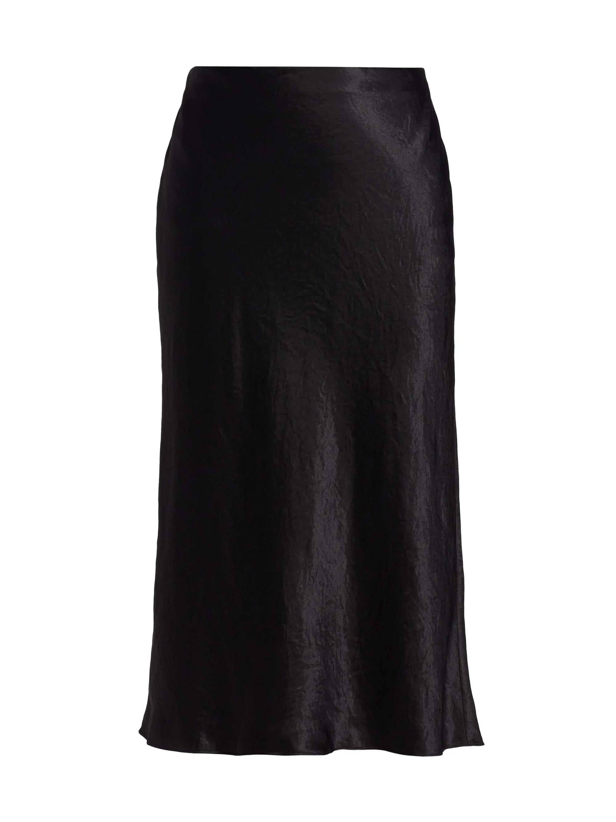 Women's Satin Midi-Skirt - Black - 1