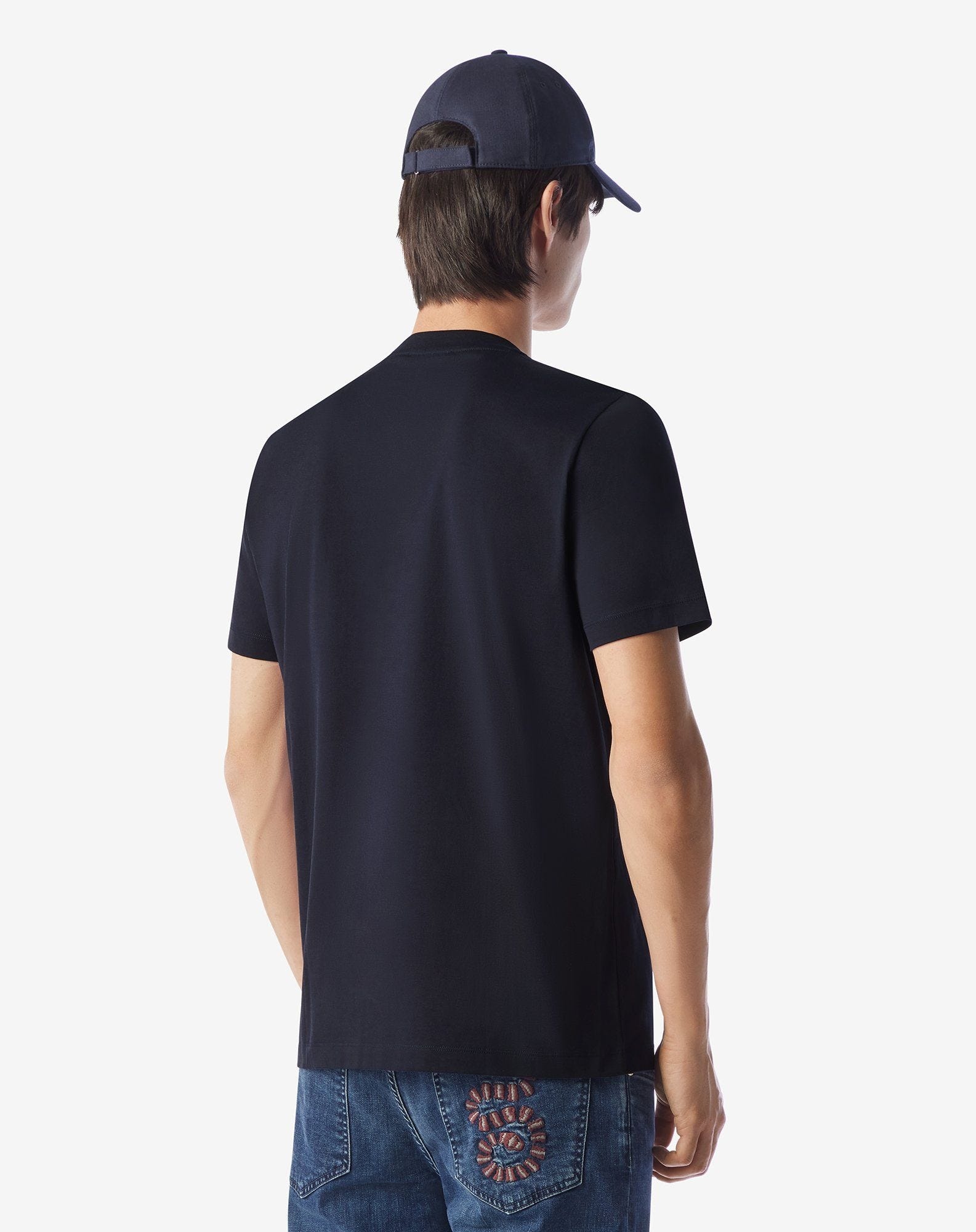Navy blue crew neck cotton jersey jumper - 3