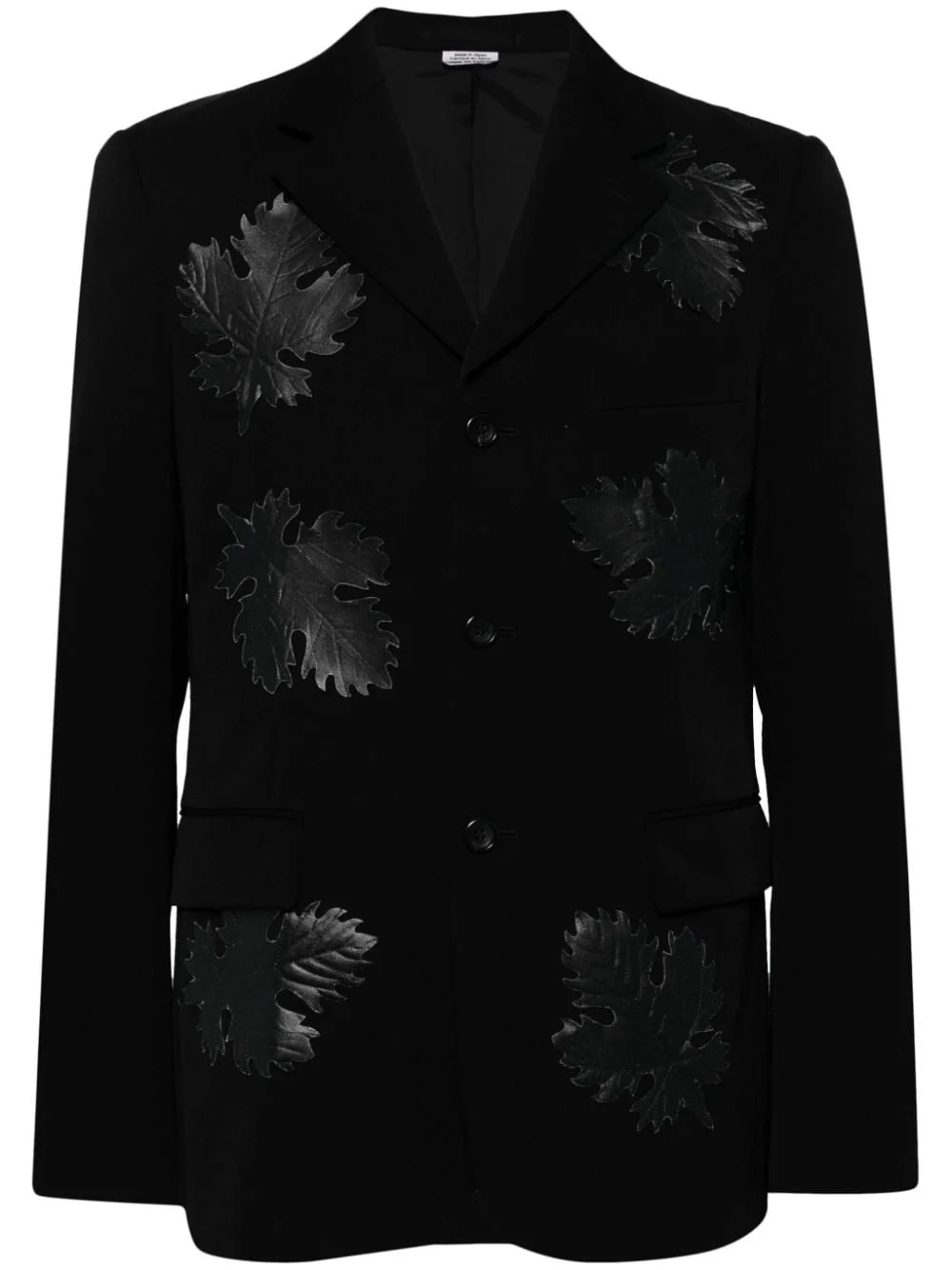 leaf-appliqué wool blazer - 1