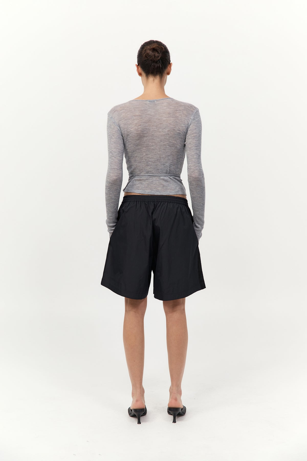 Baby Wool Wrap Top - Grey Marle - 4