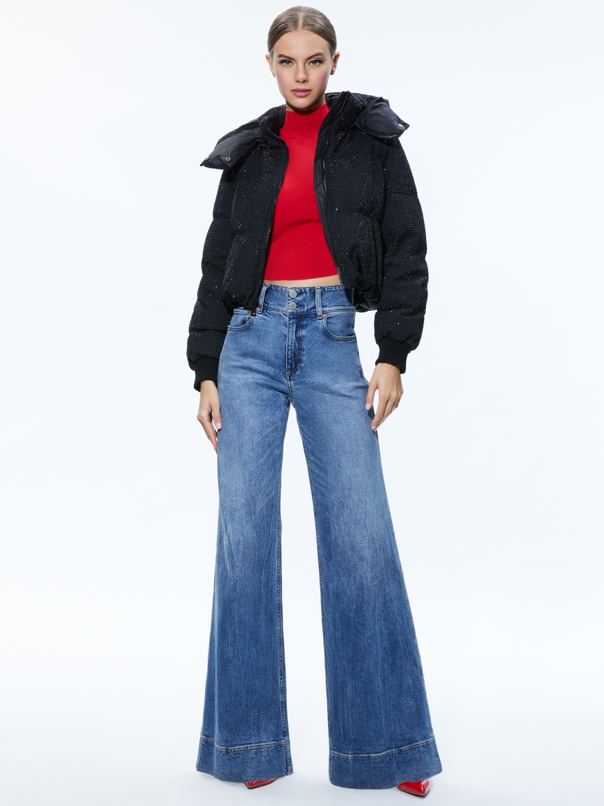 ROBENA CRYSTAL EMBELLISHED CROPPED PUFFER - 3