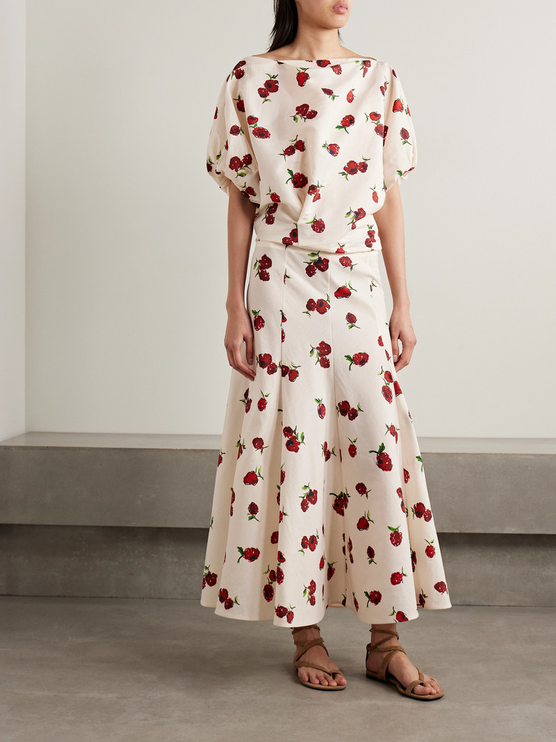 KHAITE Lenno Silk And Cotton-blend Midi Skirt outlook