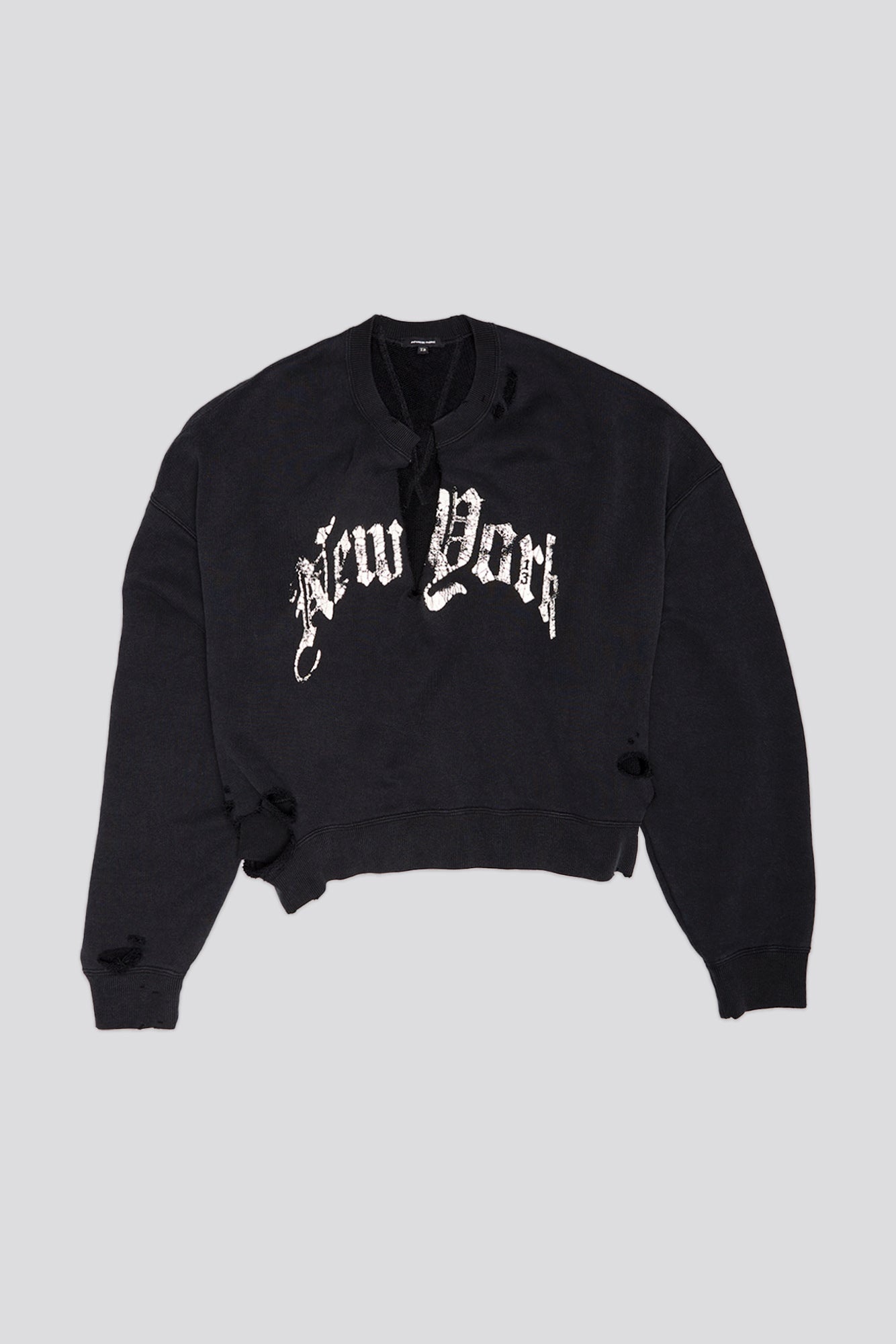 NEW YORK CROPPED CREWNECK WITH FRONT SLIT - ACID BLACK -R13 - 5