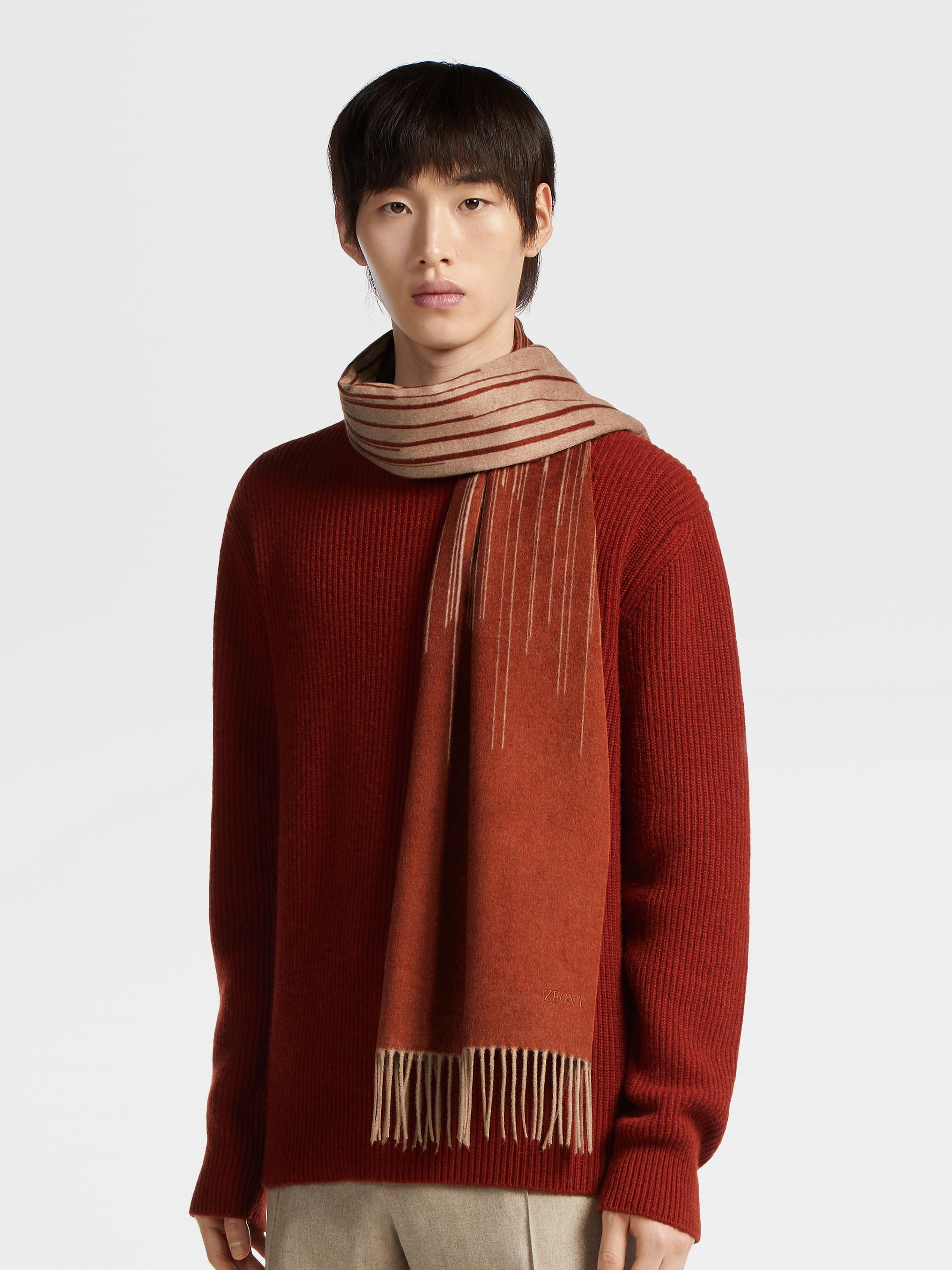 BEIGE ZEGNA SILK SCARF - 3