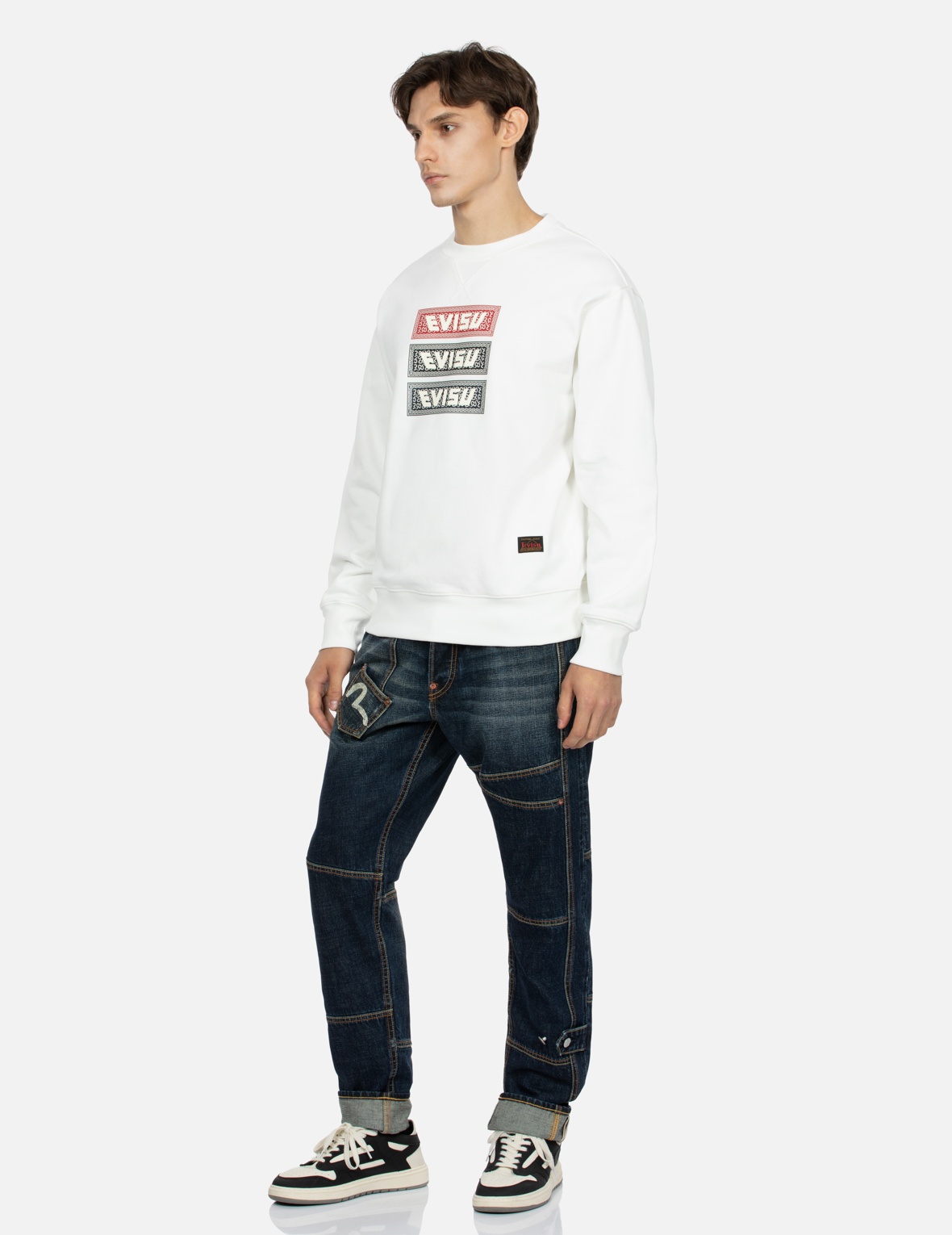 TRIPLE BOX LOGO PRINT RELAX FIT SWEATSHIRT - 3