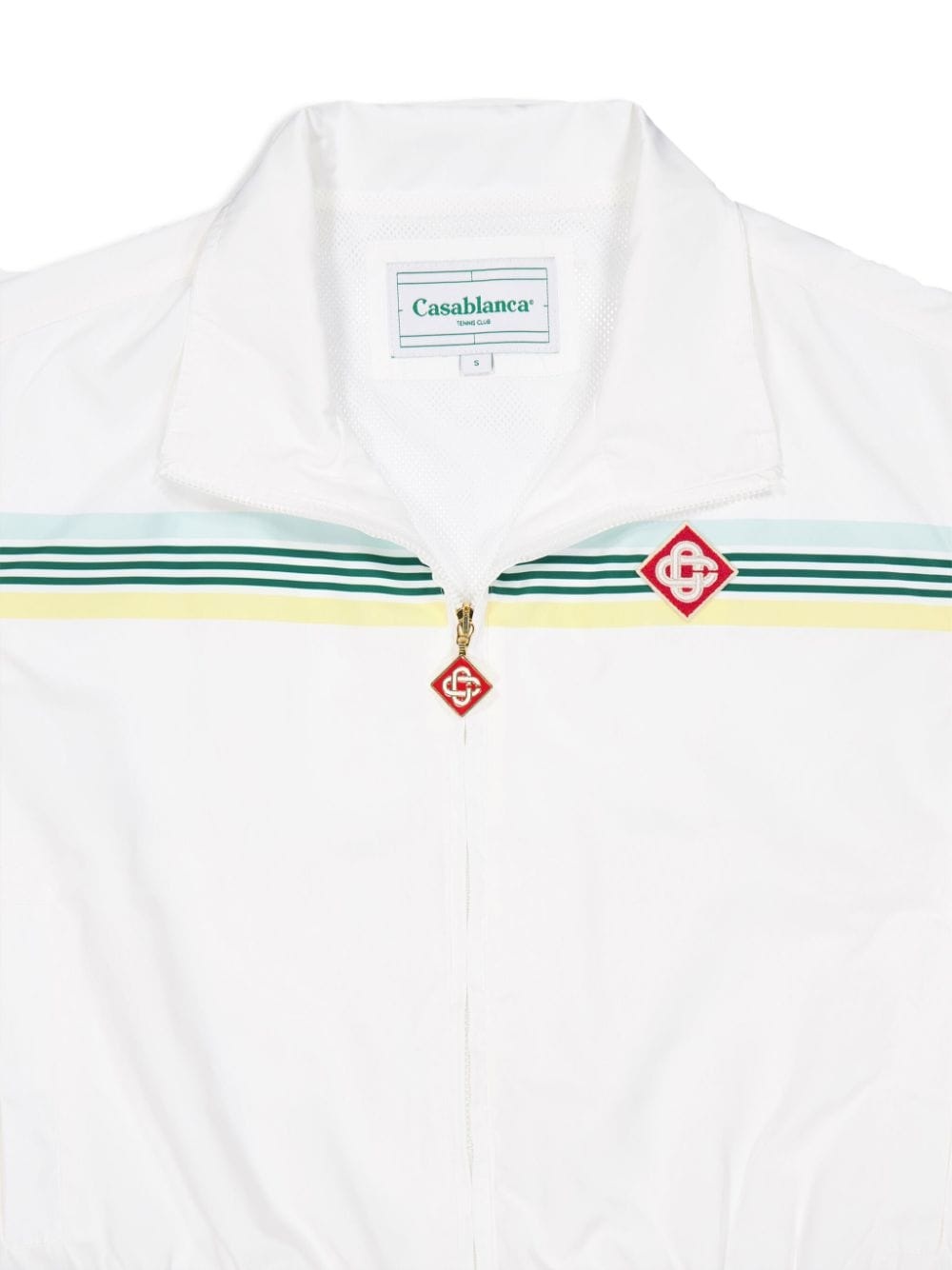 crochet-trim zip-up track jacket - 3
