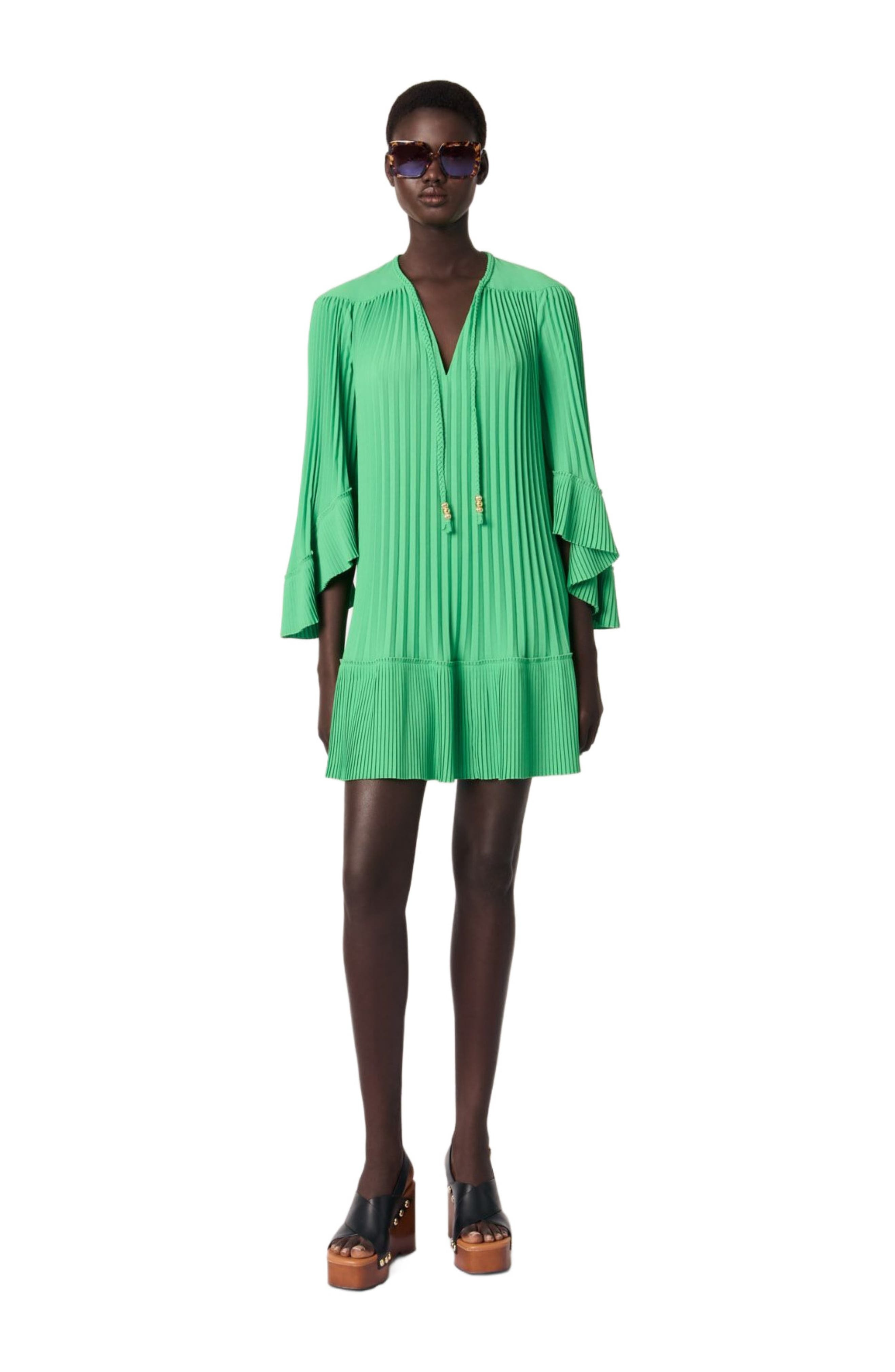maje Short pleated dress in Green at Nordstrom - 3