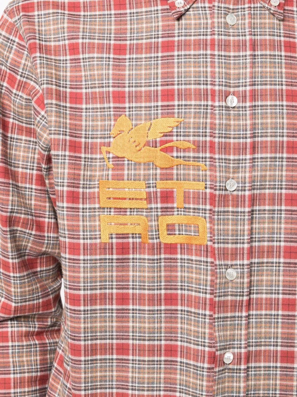 plaid-check logo-print shirt - 5