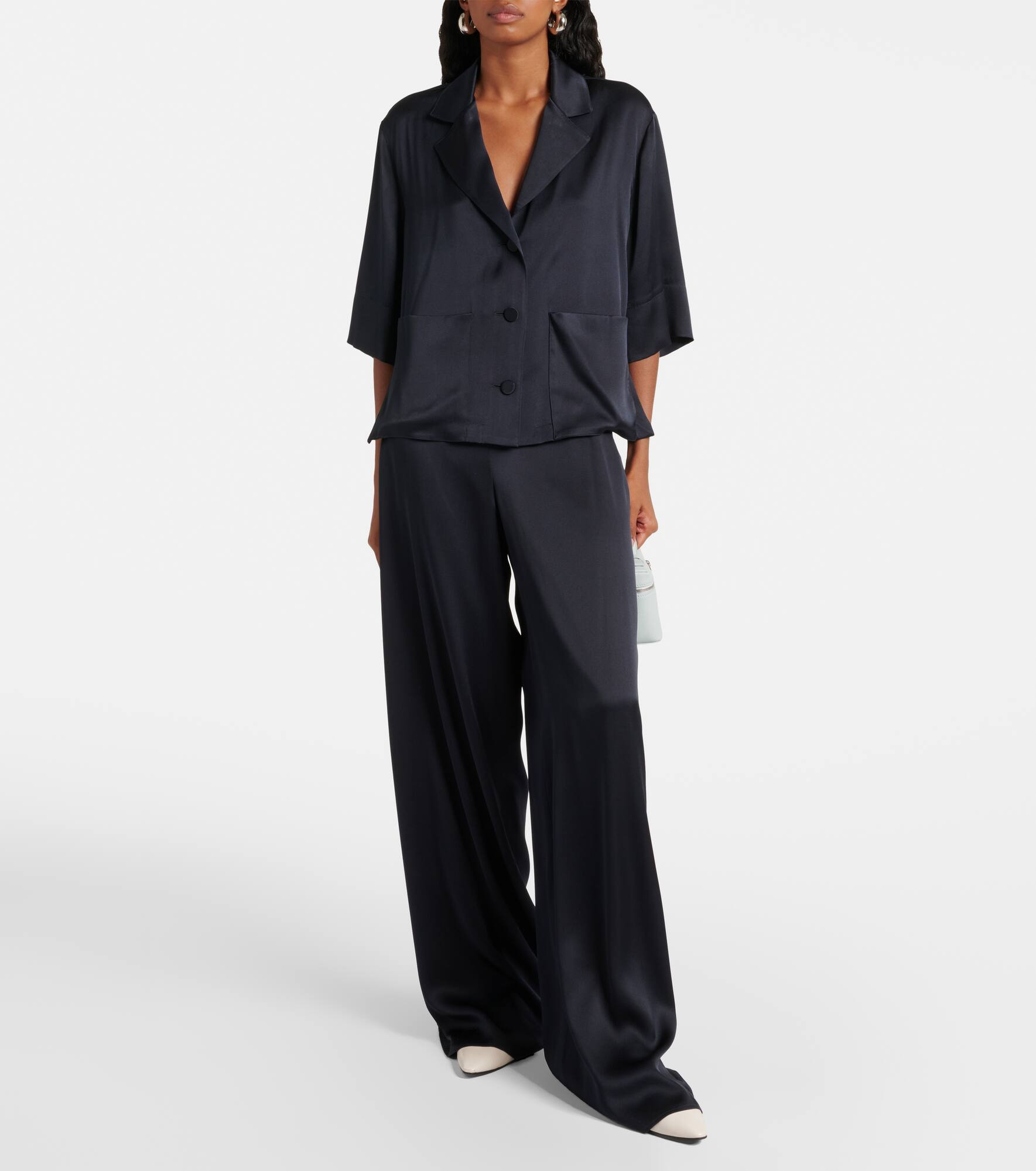 Dresden silk satin wide-leg pants - 2