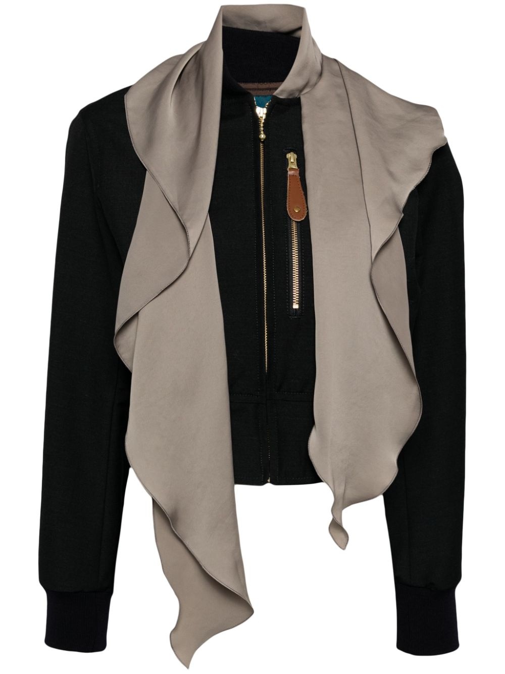 scarf detail cropped jacket - 1
