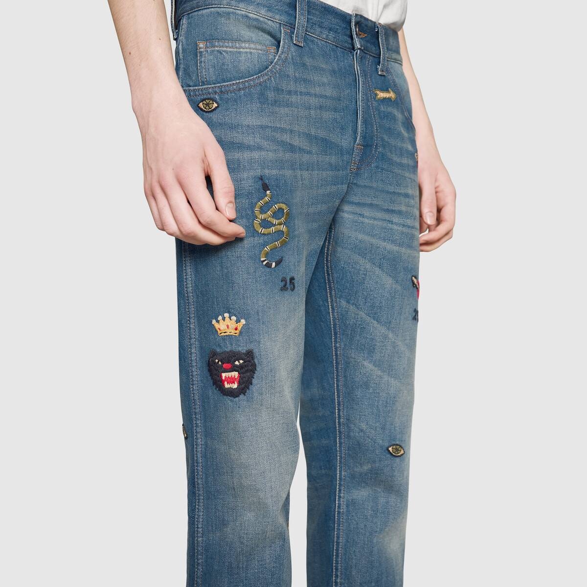 Tapered jeans with symbols  - 6