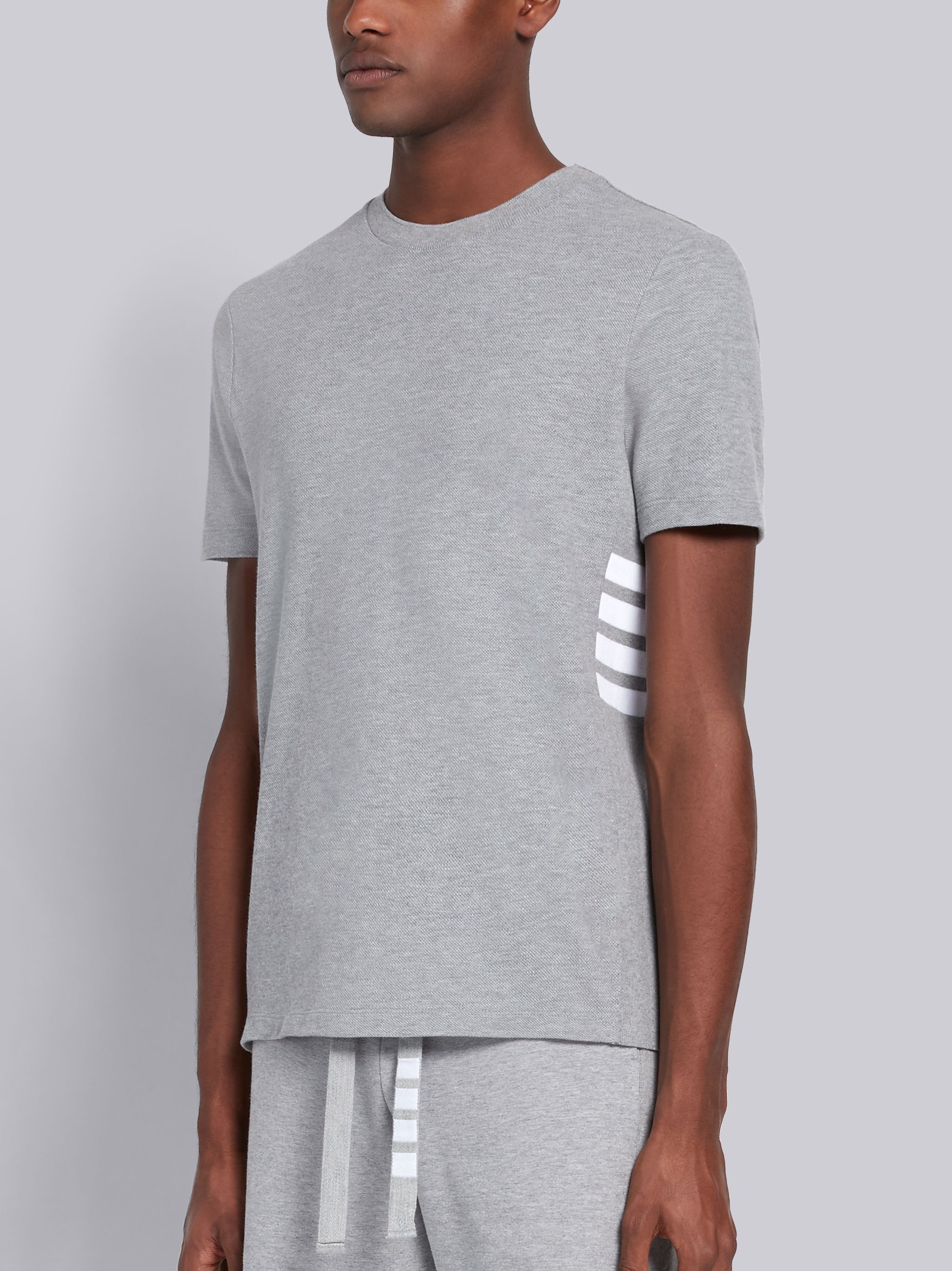 Light Grey Classic Pique Rib Side Insert 4-Bar T-shirt - 2