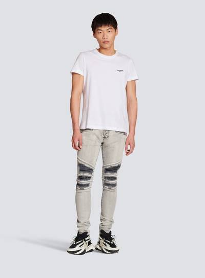 Balmain Faded faux leather slim jeans outlook