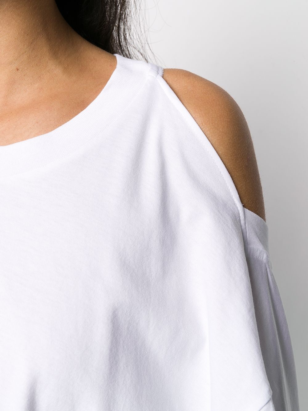 cut-out shoulder asymmetric T-shirt - 5