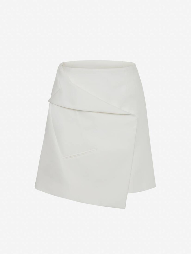 Women's Asymmetric Mini Skirt in Soft White 1