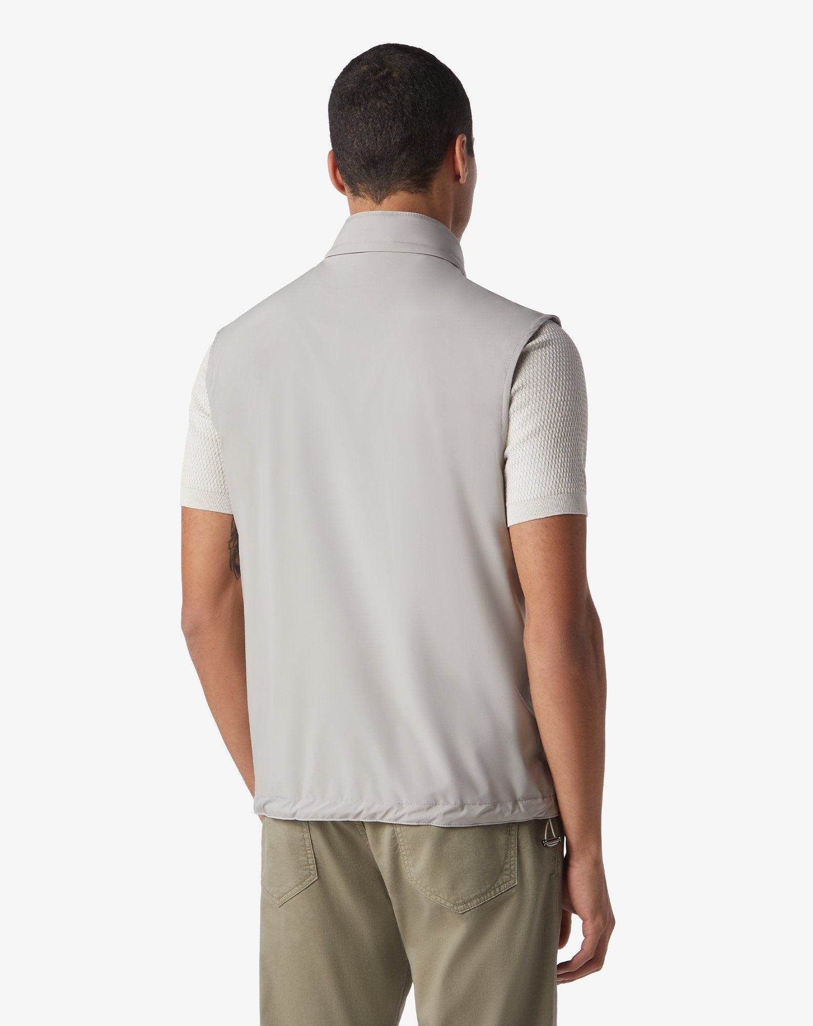 Beige reversible technical fabric waistcoat - 4