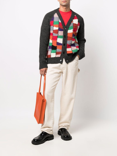 Marni patchwork-knit V-neck cardigan outlook